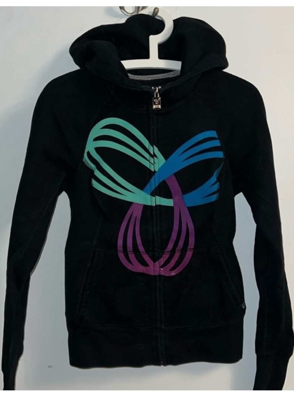 TNĄ • Y2K • Women’s Small • Black • Scuba Thick Style Zip Up Hoodie • Multicolor